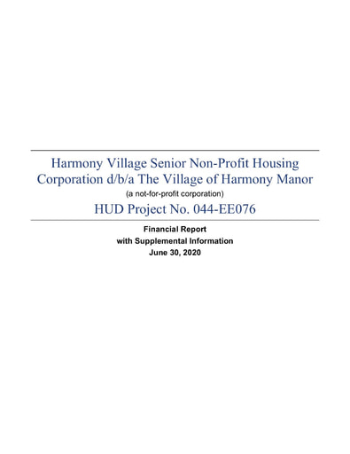 Harmony Manor Financial Report 2020