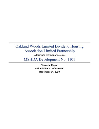 Oakland Woods II Financial Report 2020