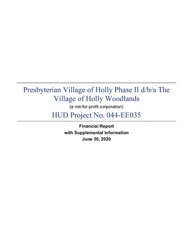 Holly Woodlands Phase II Financial Report 2020