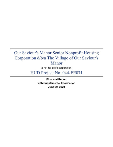 Our Saviour's Manor Financial Report 2020
