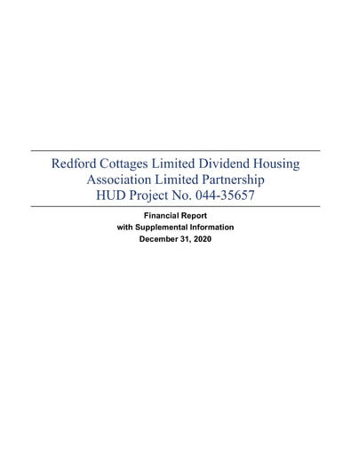 Redford Cottages Financial Report 2020